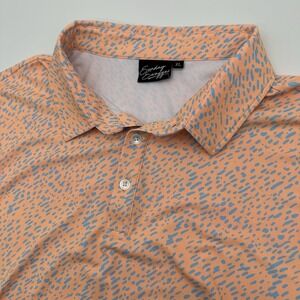 Sunday Swagger Polo Shirt Mens XL Peach Blue Acid Rain Golf Performance Stretch